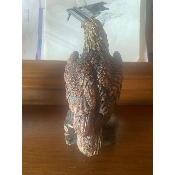 Majestic Eagle Sculpture Wildlife Patriotic Decor 20" Brown Realistic Art - Picture 2 of 5